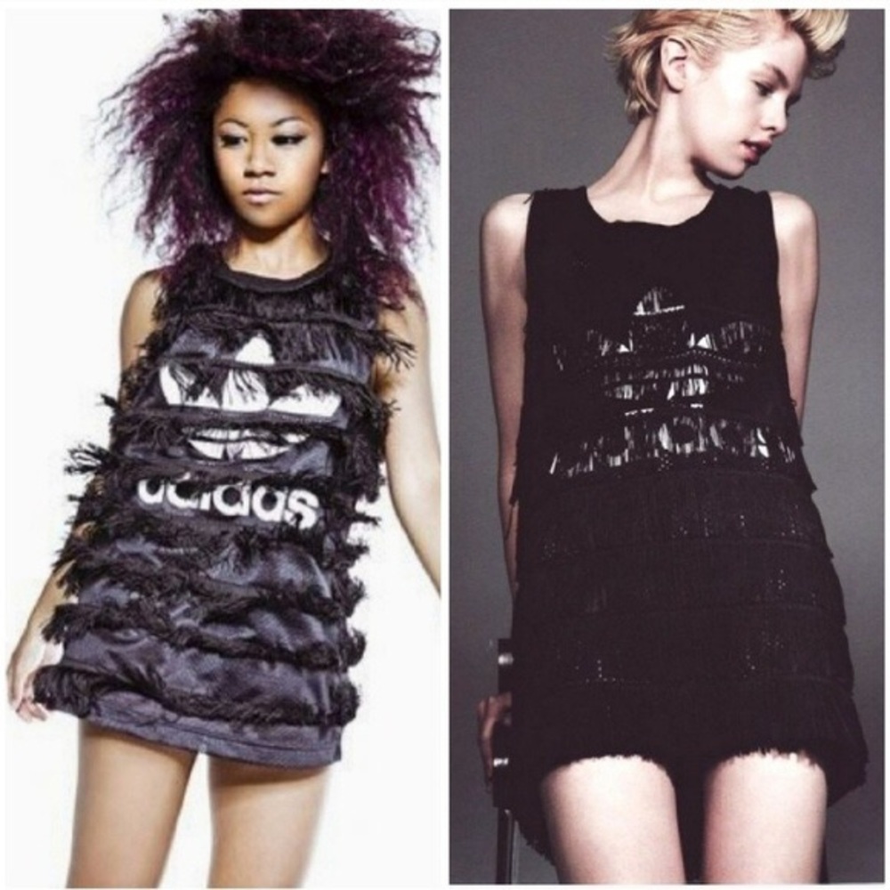 Jeremy Scott adidas fringe tank tunic shirt L
